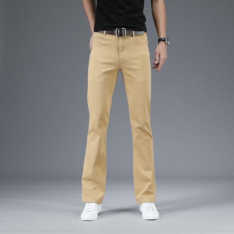 LFSZY121 Micro-Flare-denimbroek voor heren Koreaanse versie van Elastic Casual Flared-broek Flared-broek 34 kaki