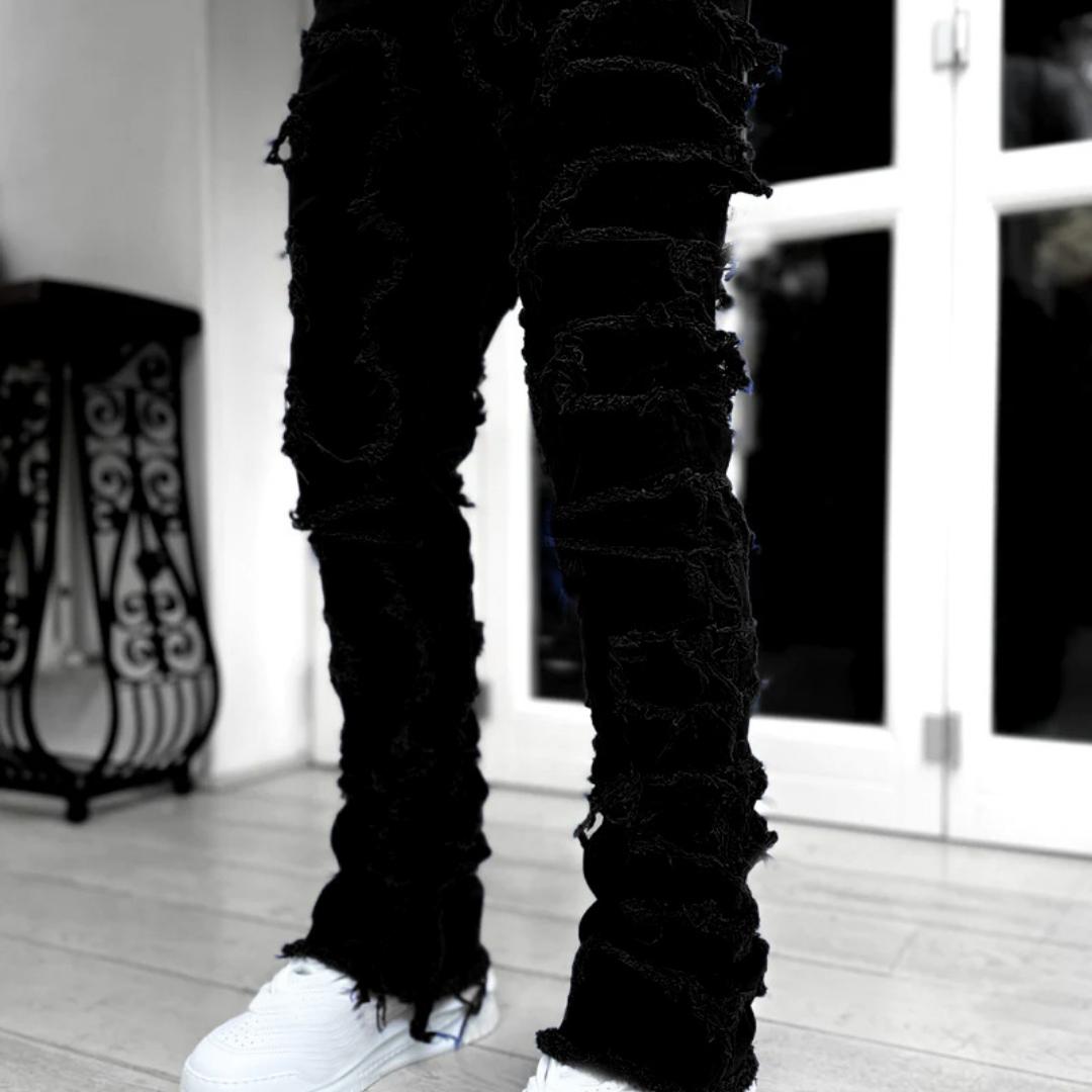 Fashion human Nieuwe denim jeans voor heren met rechte pijpen, straatmode, ins, kleurrijke denim jeans met stretchpatch en rechte pijpen M zwart