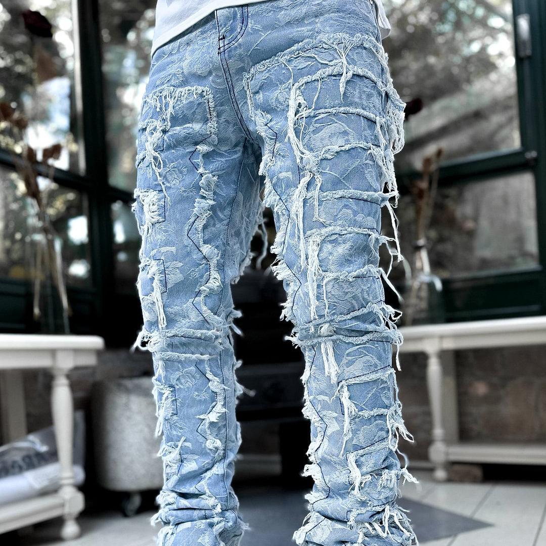 Fashion human Nieuwe denim jeans voor heren met rechte pijpen, straatmode, ins, kleurrijke denim jeans met stretchpatch en rechte pijpen XL