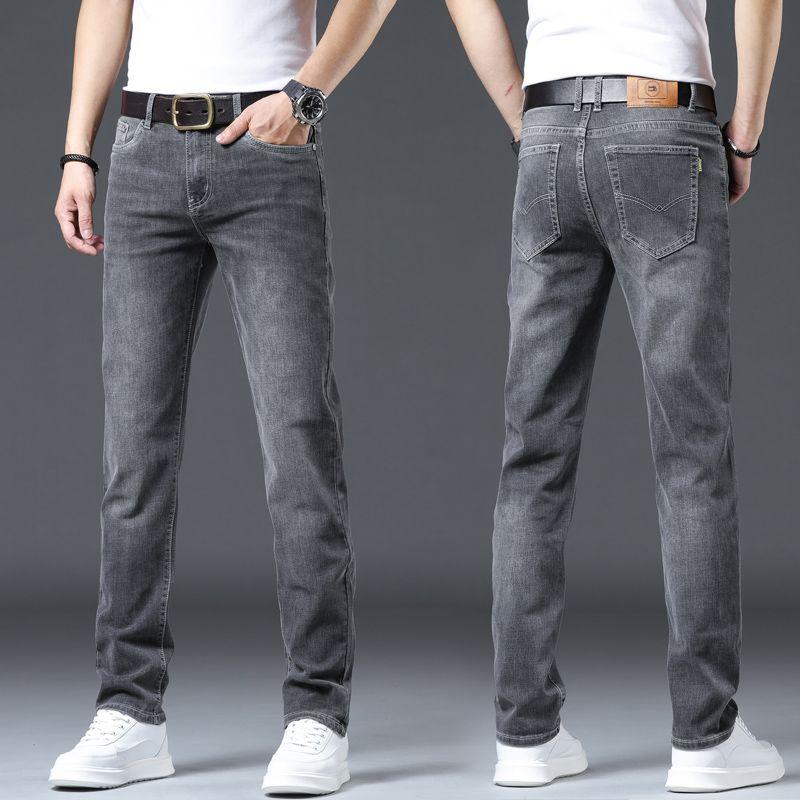 WTEMPO Heren Jeans Lente en Herfst High-end Smoky Grey Jeans Nieuwe Losse Eenvoudige Rechte Broeken Casual Veelzijdige Herenbroeken 4XL