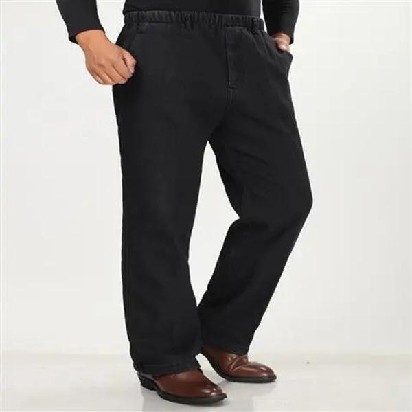 WTEMPO Lente Stretch Jeans Heren Casual All-match Denim Broeken Werkbroeken Middelbare leeftijd Plus Size Losse Rechte Denim Broeken L