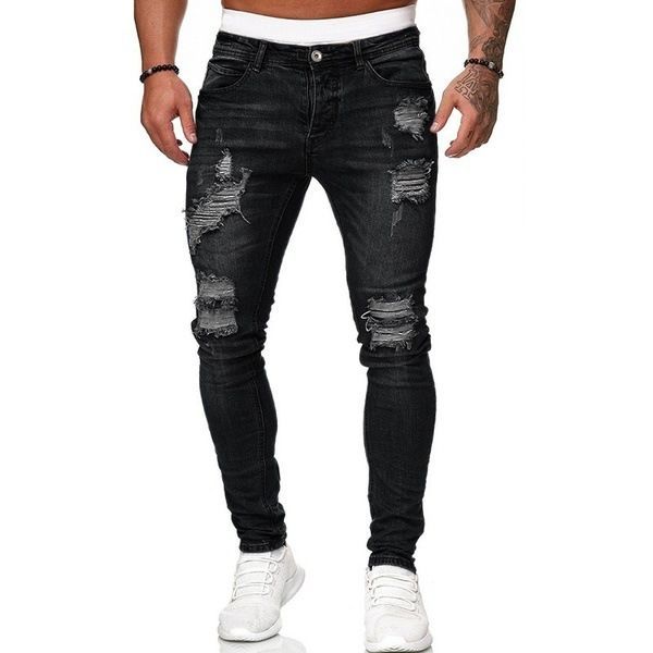Cozyoutfit MAITA Nieuwe jeans heren gescheurd trendy mode slim jeans potloodbroek M