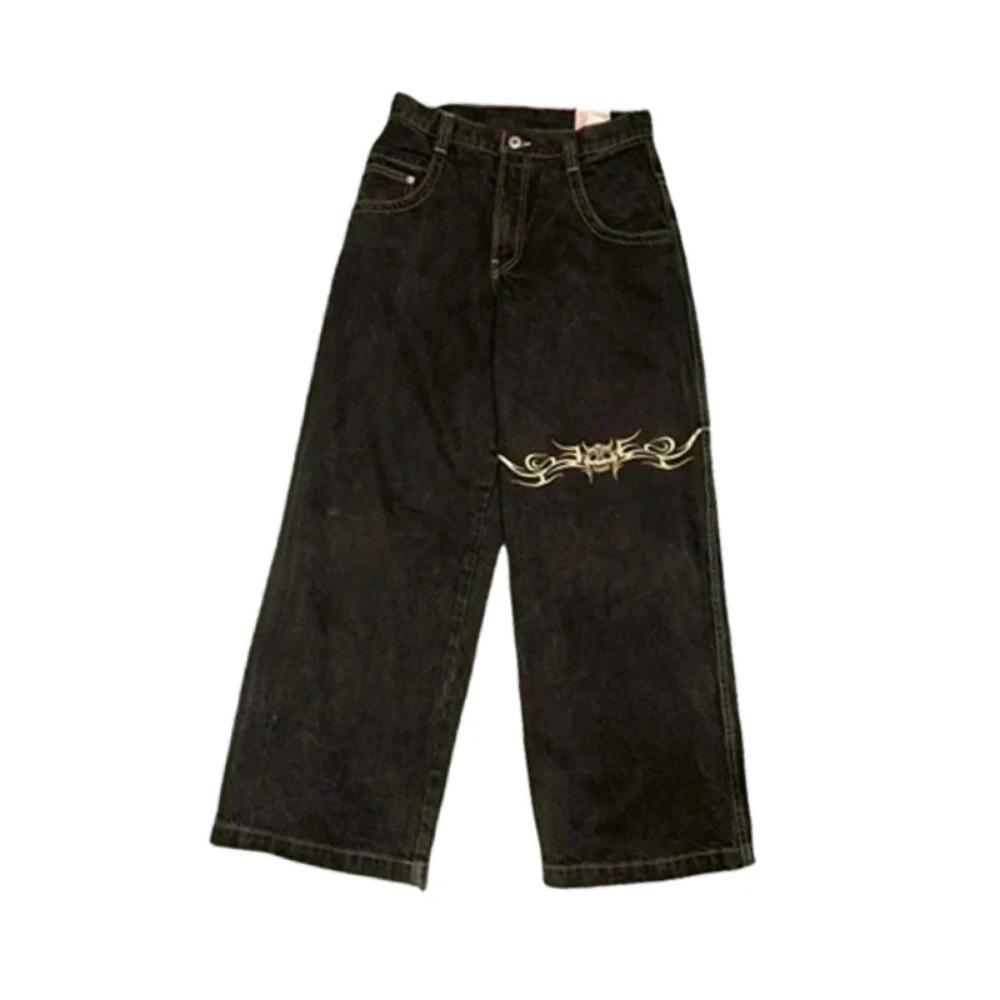 GEMTIDE Y2K Baggy Jeans Heren Vintage Geborduurde Hoge Kwaliteit Jeans Hip Hop Goth Streetwear Harajuku Heren Dames Casual Wijde Pijpen Jeans Nieuw M