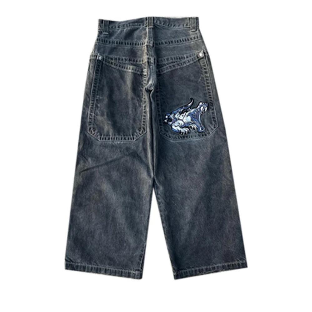 GEMTIDE Y2K Baggy Jeans Heren Vintage Geborduurde Hoge Kwaliteit Jeans Hip Hop Goth Streetwear Harajuku Heren Dames Casual Wijde Pijpen Jeans Nieuw L