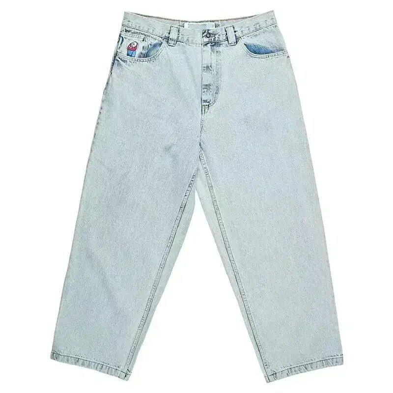 VantaGoods Amerikaanse Y2K Polar Boy Hip-Hop Geborduurde Straight-Leg Jeans voor Heren Medium