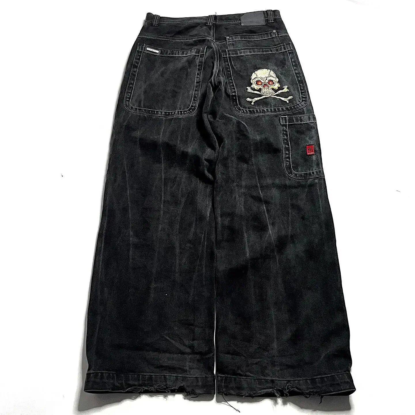 VantaGoods Amerikaanse Y2K Polar Boy Hip-Hop Geborduurde Straight-Leg Jeans voor Heren Extra Large