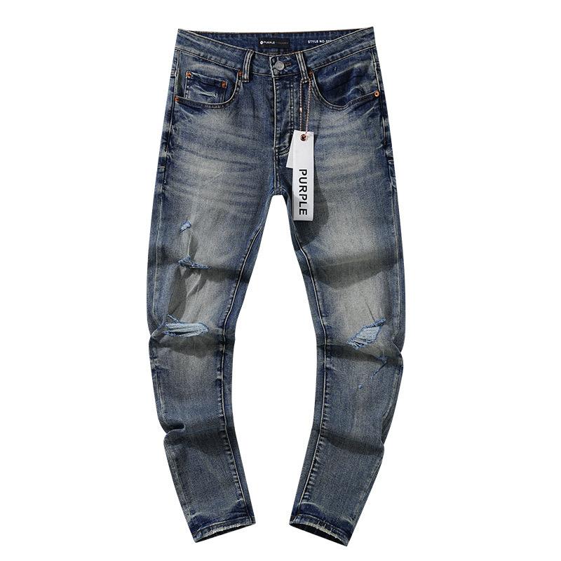 GEMTIDE Blauwe Gescheurde Jeans High Street Casual Broek 38
