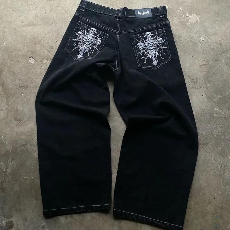 GEMTIDE Amerikaanse Street Hip-hop Punk Rock Mode Veelzijdige Jeans Mannen Harajuku Y2K Casual Gothic Rechte Wijde Pijpen Broek Vrouwen S