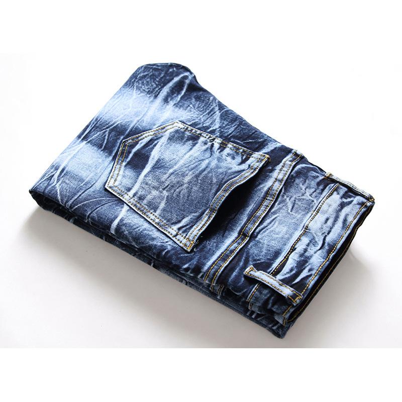 Boho berry Jeans Heren elastische slanke jeans Rechte geplooide motorjeans Witte broek Herenbroek 36 ultramarijn blauwe kleur