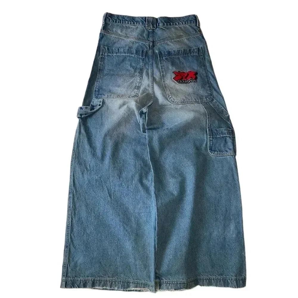 Zyllo Harajuku Goth Mode Y2K Baggy Jeans Vintage Geborduurde Hoge Kwaliteit Jeans Mannen Vrouwen Hip Hop Streetwear Casual Wijde Pijpen Jeans S