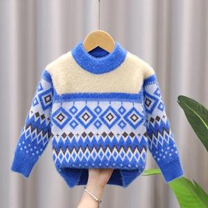 WTEMPO Minkbont Kinderpullover Top Winter Kinderkleding Jongens Gebreide Trui 130 blauw