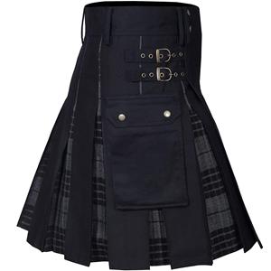 JunChengMY Nieuwe Schotse traditionele Highland Plaid-jurk Festivaljurk Heren Plaid Contrast Geplooide Rok L
