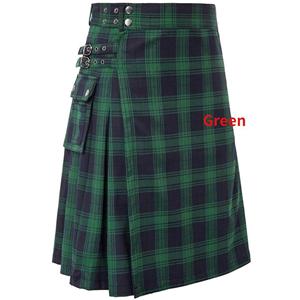 JunChengMY Nieuwe Schotse traditionele Highland Plaid-jurk Festivaljurk Heren Plaid Contrast Geplooide Rok XL