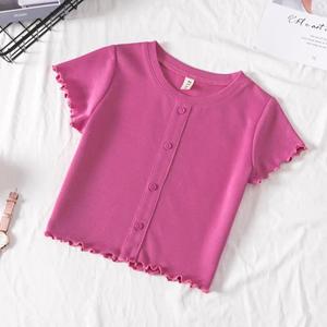 WTEMPO Modal T-shirt met korte mouwen Zomer Nieuw Kinder Casual Stijl Losse Halve Mouw Kort Topje 130 roze