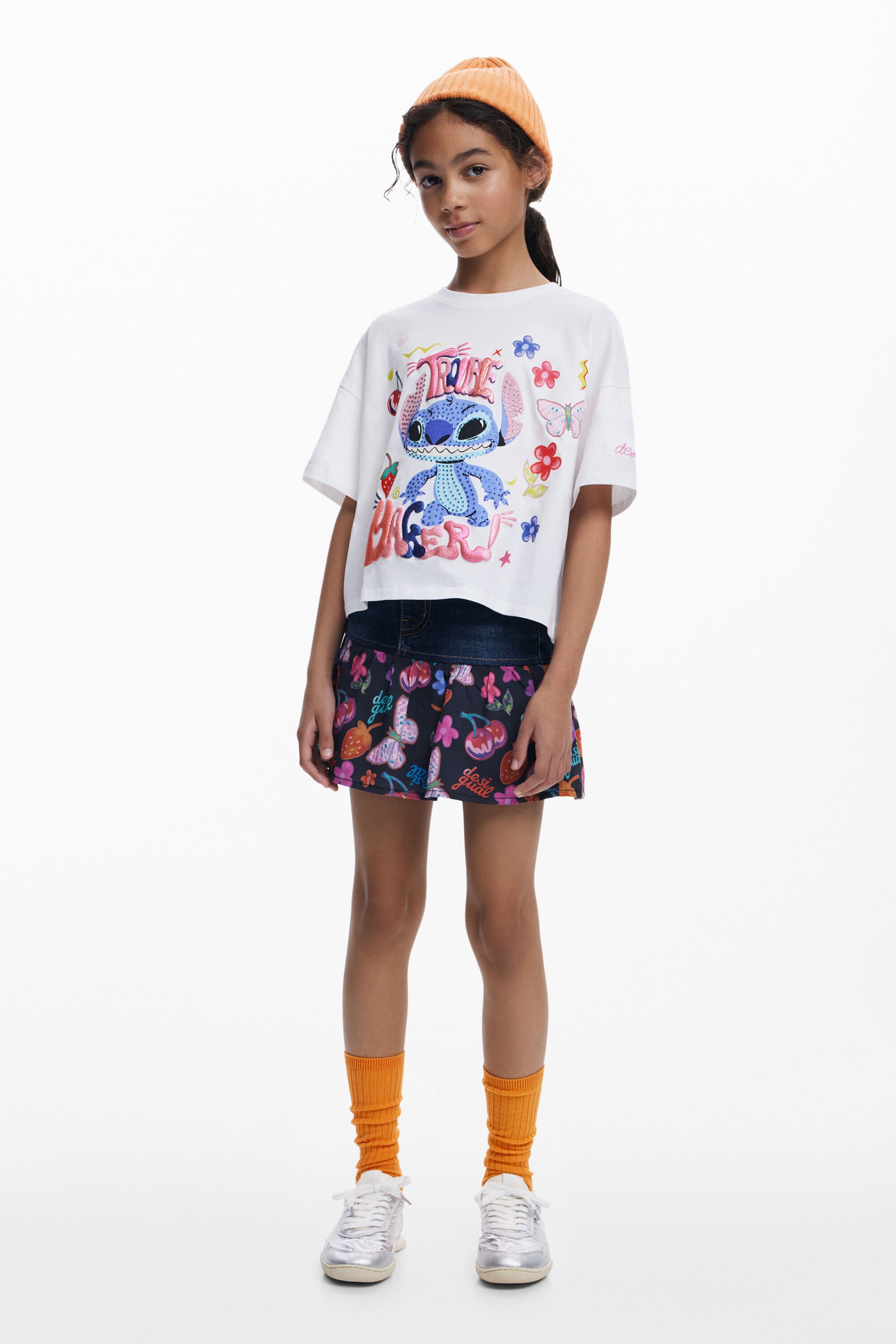 Desigual Cropped T-shirt Stitch™ 3D - WHITE