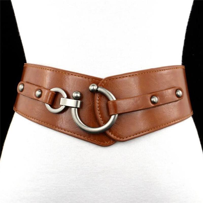 Lius fashion Casual Dames Taille Riem Gesp Jurken Accessoires Elastisch Korset Tailleband Vintage Gordel M kameel