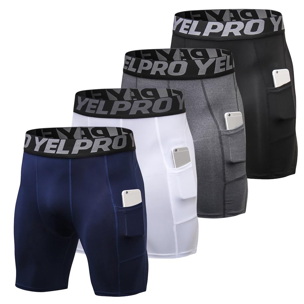 TOMTOP JMS 4-pack heren compressieshorts, actief trainingsondergoed met zak L veelkleurig