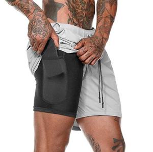 Cloth W Sportshorts Heren Zomer Casual Hardlopen Sneldrogend Vijfpuntsbroek Ademende trainingsfitnessbroek L grijs