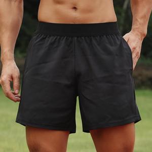 Lixada Heren Sport Shorts Elastische Taille Zak Handdoeklus Hardlopen Basketbal Gym Atletiek Losse Pasvorm M zwart