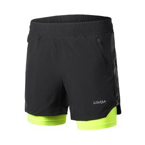 Lixada Heren 2 in 1 hardloopshort Sneldrogend Ademend Actieve trainingsoefening Jogging Marathon XXL veelkleurig
