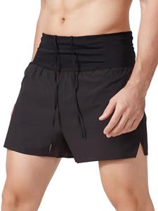 TOMTOP JMS Heren sportshorts met voering met ritssluiting, tailleband, sneldrogende hardloopfietsfitnessshorts M zwart