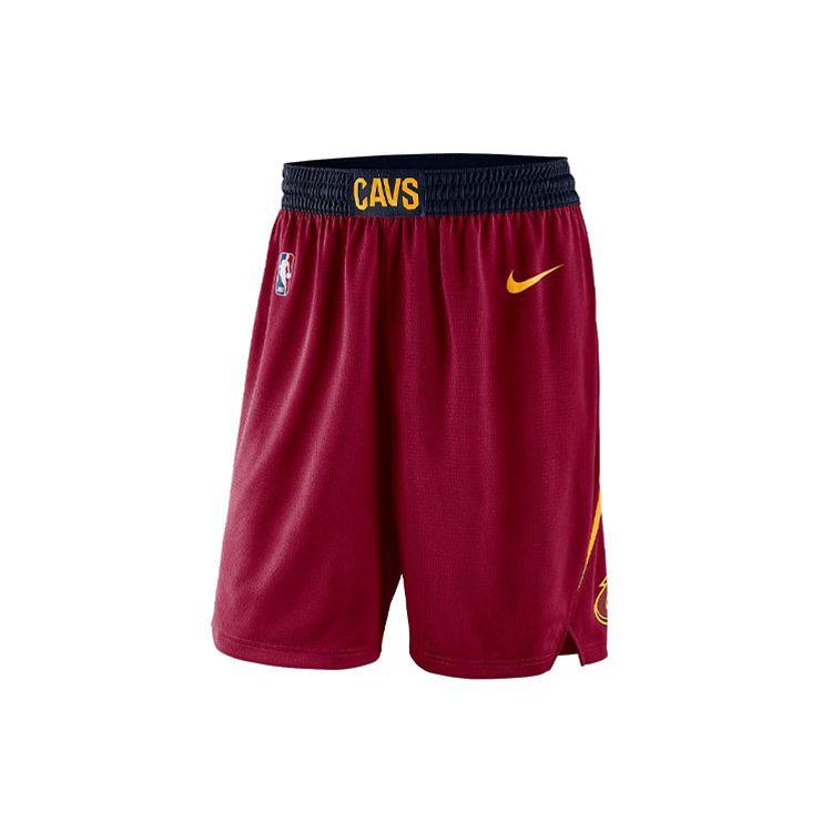 Nike Cleveland Cavaliers Colorblock Polyester Elastische Taille Rechte Shorts Heren Onderkleding Rood 866793-677 S