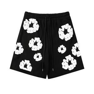 YiGeiWoLiGiaoGiao Casual shorts met print voor dames en heren, straatmodetrend met zakken, casual broeken S zwart