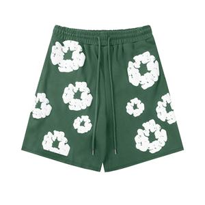 YiGeiWoLiGiaoGiao Casual shorts met print voor dames en heren, straatmodetrend met zakken, casual broeken S groen