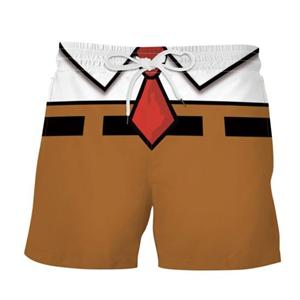 Western Cool Men Heren Strandshorts Elastische Taille Verstelbaar Trekkoord Shorts Cartoon Animatie Print 3D Digitaal Printen Casual Sportshorts 2XL bruin