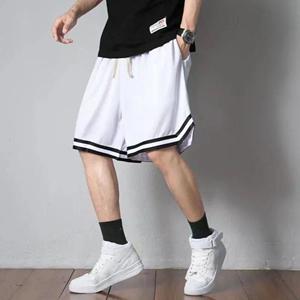 WTEMPO Witte Patchwork Kleur Losse Oversized Sport Shorts Heren Basketbal Shorts Dun en Ademend Trekkoord Elastisch Taille Ontwerp Casual Nieuwe Mode M wit