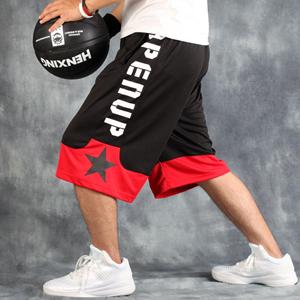 WTEMPO Sportbroeken Basketbal Shorts Heren Streetball Over Knie Vergrote Zak Brede Dikke Man Broek Zomer Fitness Broek XL zwart/rood