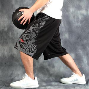 WTEMPO Sportbroeken Basketbal Shorts Heren Streetball Over Knie Vergrote Zak Brede Dikke Man Broek Zomer Fitness Broek 3XL grijs/zwart