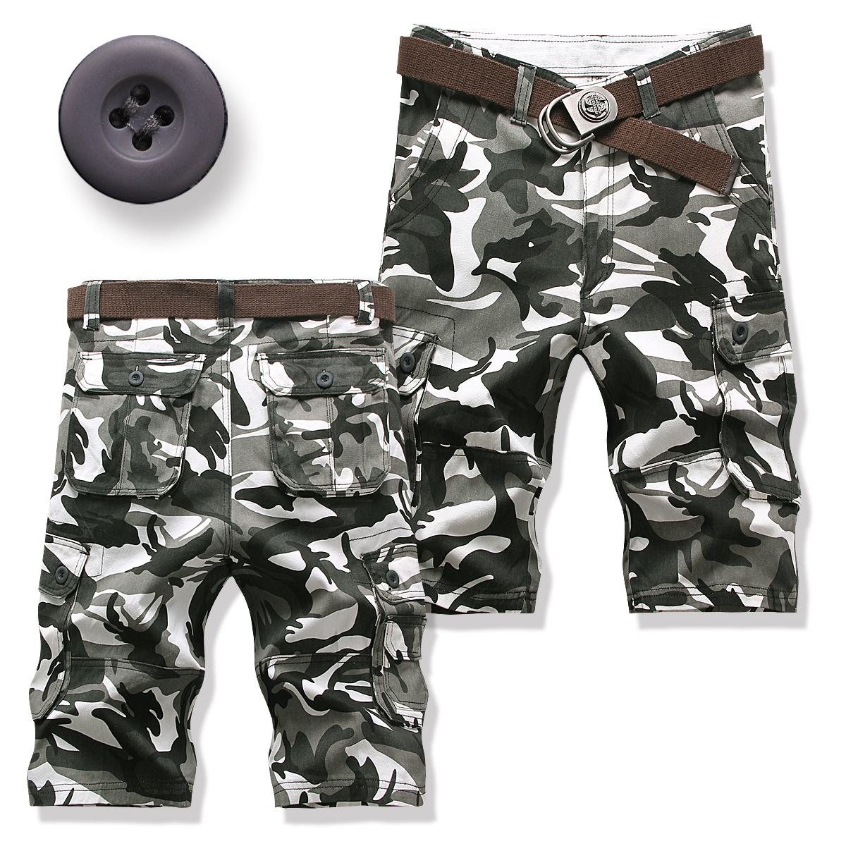 Super Select Heren Zomer Casual Losse Camouflage Werkkleding Shorts met Meerdere Zakken 31 (24 inches)