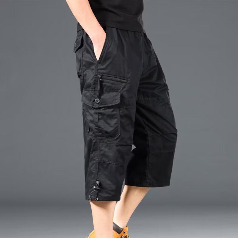 Bestnify apparel Heren Werkbroeken Casual Shorts met Zakken Heren Knielange Zomer Sport Shorts L zwart