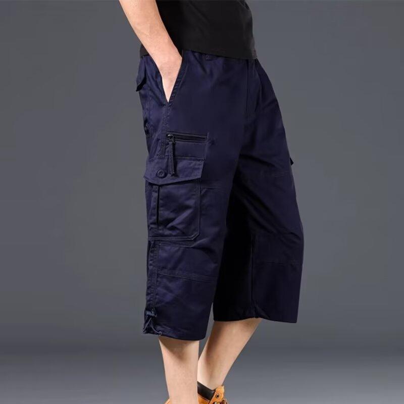 Bestnify apparel Heren Werkbroeken Casual Shorts met Zakken Heren Knielange Zomer Sport Shorts 4XL marineblauwe kleur