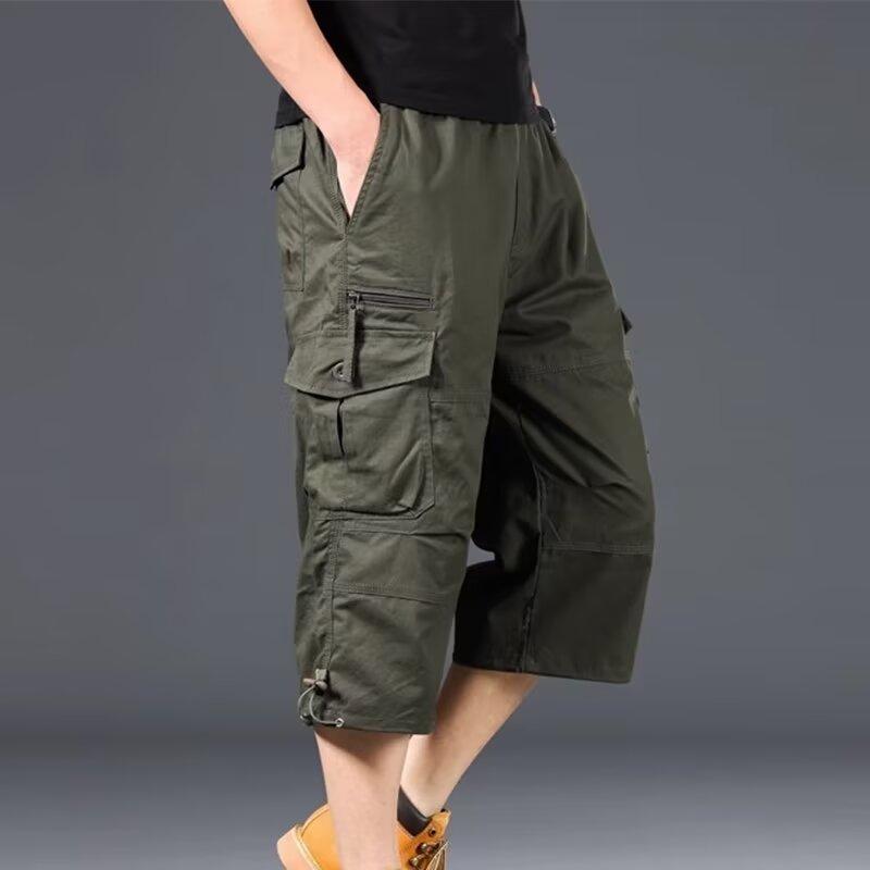 Bestnify apparel Heren Werkbroeken Casual Shorts met Zakken Heren Knielange Zomer Sport Shorts 5XL legergroene kleur