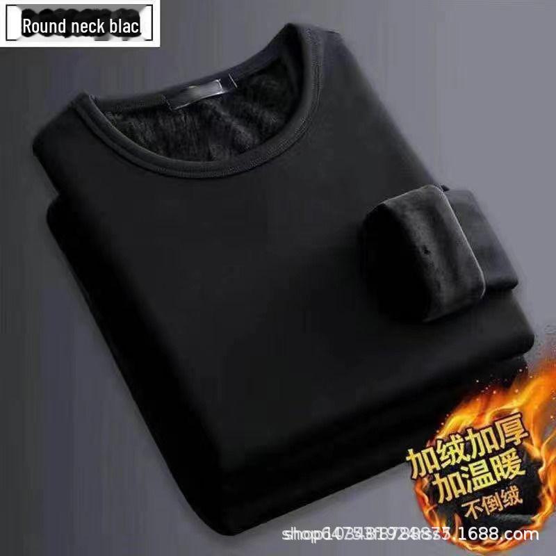 StrideBox Heren Thermisch Pluche T-shirt met Lange Mouwen, Effen V-Hals Zakelijk Top voor Lente/Herfst XL