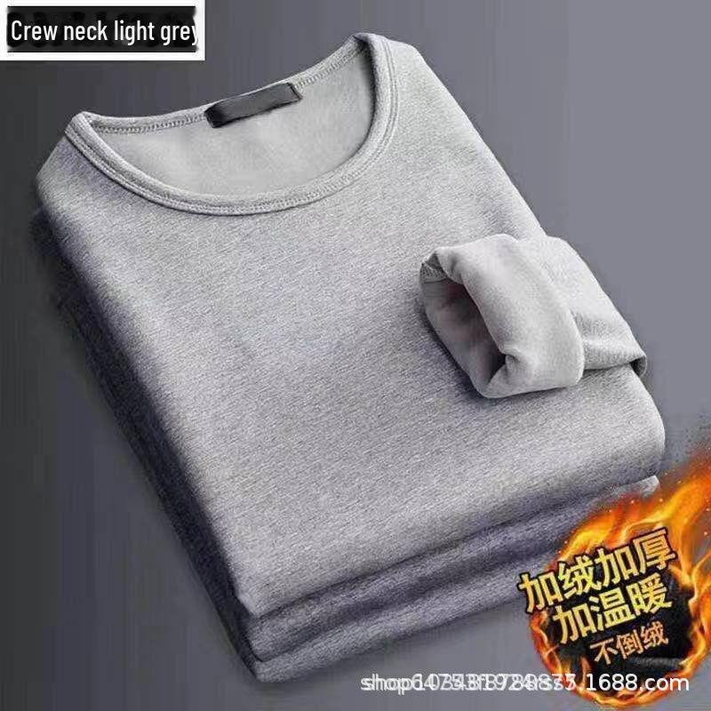 StrideBox Heren Thermisch Pluche T-shirt met Lange Mouwen, Effen V-Hals Zakelijk Top voor Lente/Herfst 5XL