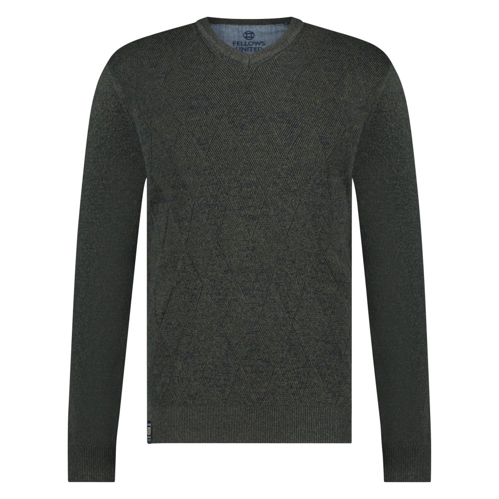 Fellows United Pullover V-neck Argyle Fantasy Green 