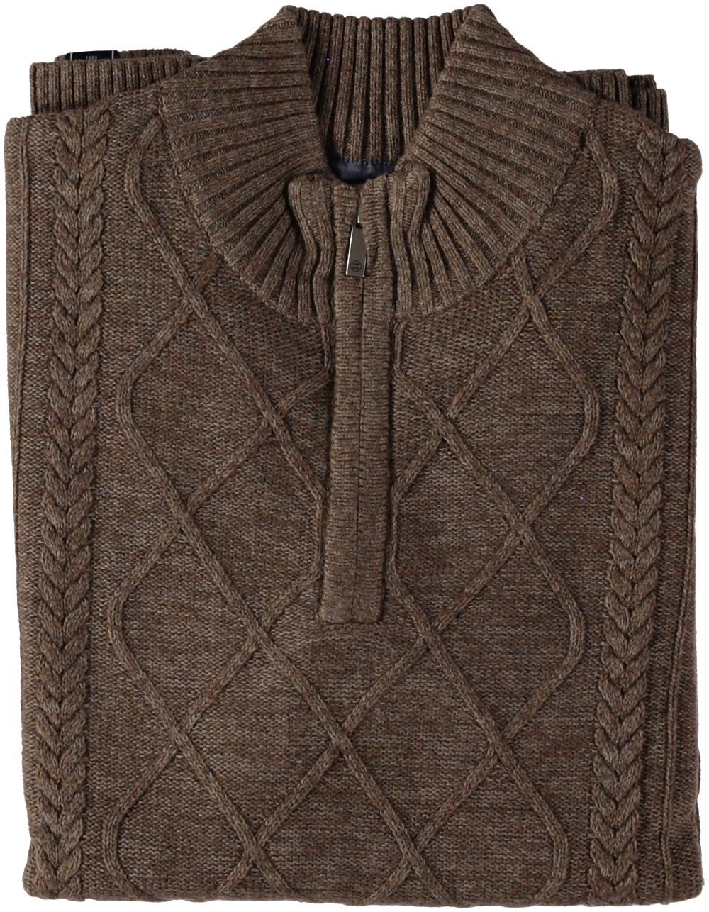 Fellows United Pullover Half Zip Cable Twisted Brown 
