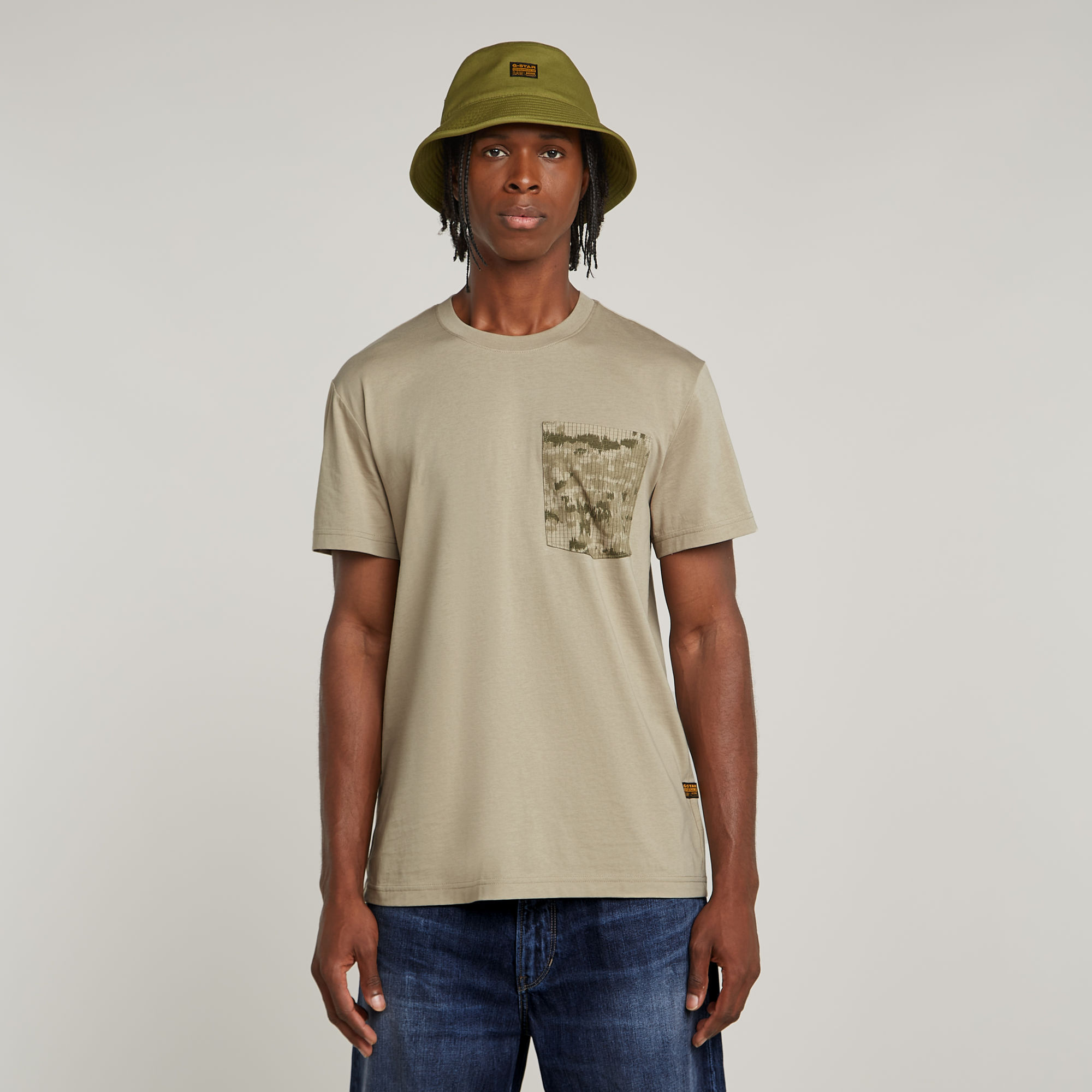 G-Star RAW Shadow Woven Camo Pocket T-Shirt - Beige - Heren