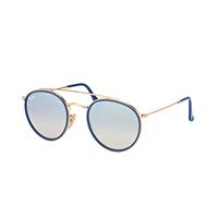 Ray Ban Sonnenbrille "RB3647N 001/9U", Filterkategorie 3, Panto-Form, verspiegelte Gläser, blau-gold