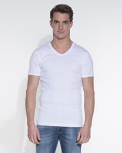 Garage T-shirt Wit V-hals Slimfit stretch (art 0202)