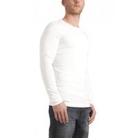 T-shirt round neck longsleeve semi bodyfit white ( art 0303)