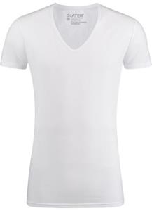 Slater Stretch T-Shirt Deep V-Neck White Two Pack ( art 6700)