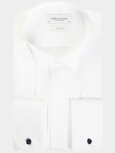 Profuomo Smokingoverhemd Plisse Slim Fit Wit
