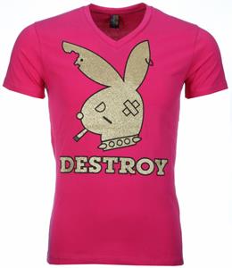 Mascherano T-shirt - Destroy Print - Roze