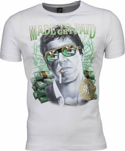 Mascherano T-shirt Korte Mouw T-shirt - Scarface Made To Get Paid Print