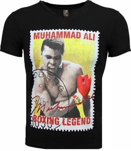 Mascherano T-shirt - Muhammad Ali Zegel Print - Zwart