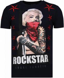 Local Fanatic T-shirt Korte Mouw Marilyn Rockstar - Rhinestone T-shirt